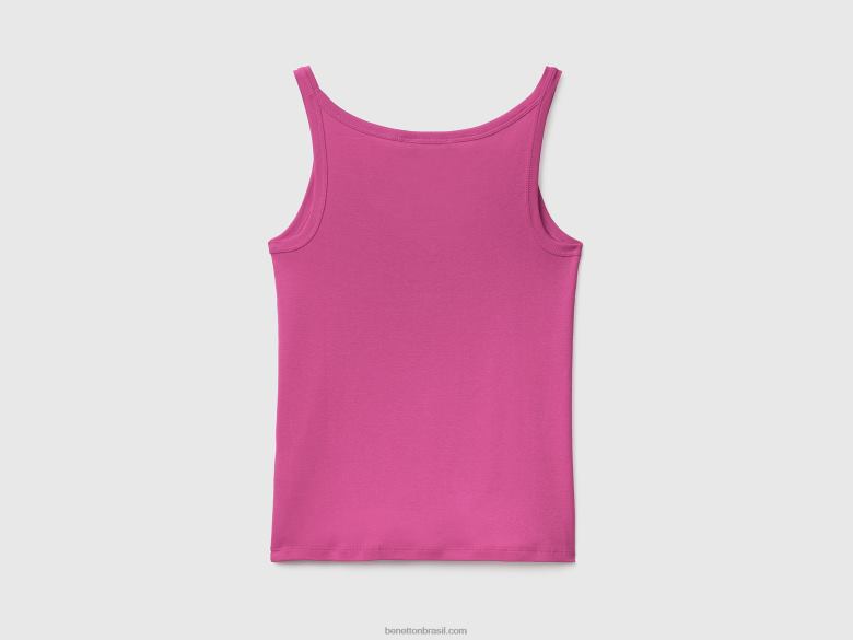mulheres regata rosa em puro algodão Benetton R8L4P3815 rosa