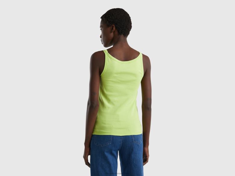 mulheres regata verde ácido em puro algodão Benetton R8L4P3870 verde neon