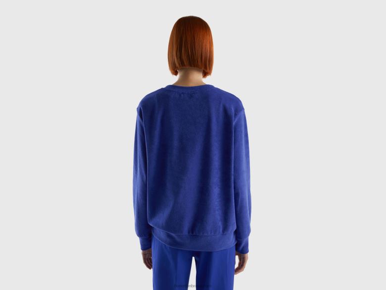 mulheres moletom com capuz em mistura de algodão orgânico Benetton R8L4P295 azul claro