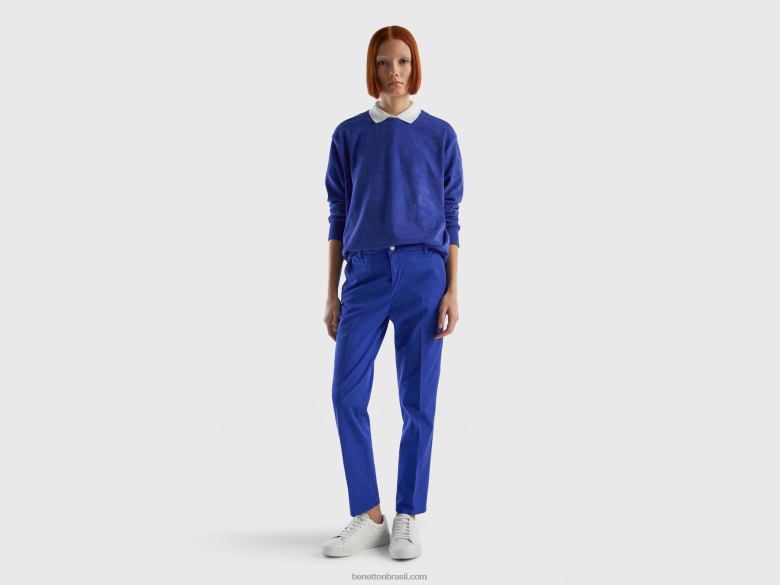 mulheres moletom com capuz em mistura de algodão orgânico Benetton R8L4P295 azul claro