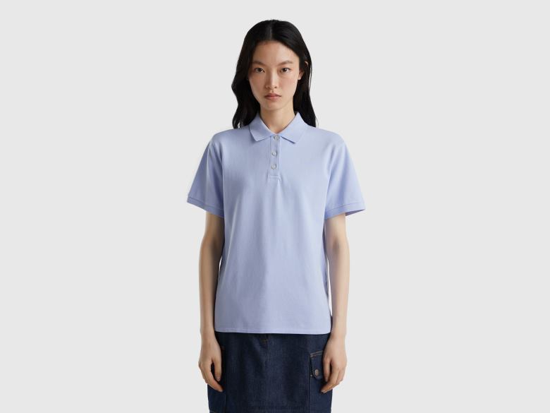 mulheres polo em algodão orgânico stretch Benetton R8L4P351 lavanda