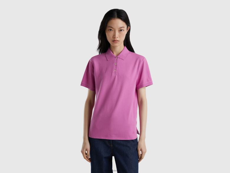 mulheres polo em algodão orgânico stretch Benetton R8L4P3858 rosa