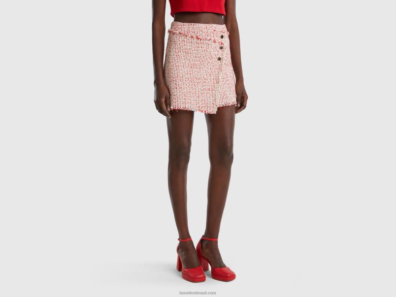 mulheres minissaia em tweed Benetton R8L4P4174 vermelho