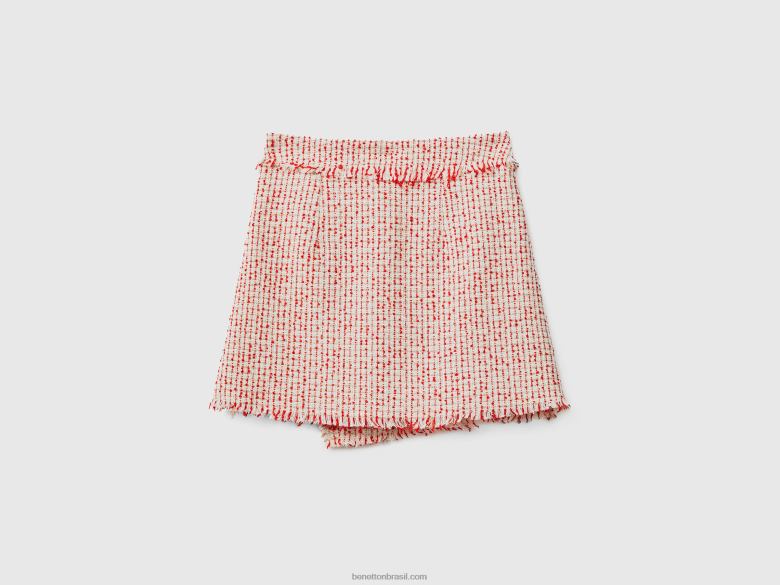 mulheres minissaia em tweed Benetton R8L4P700 vermelho