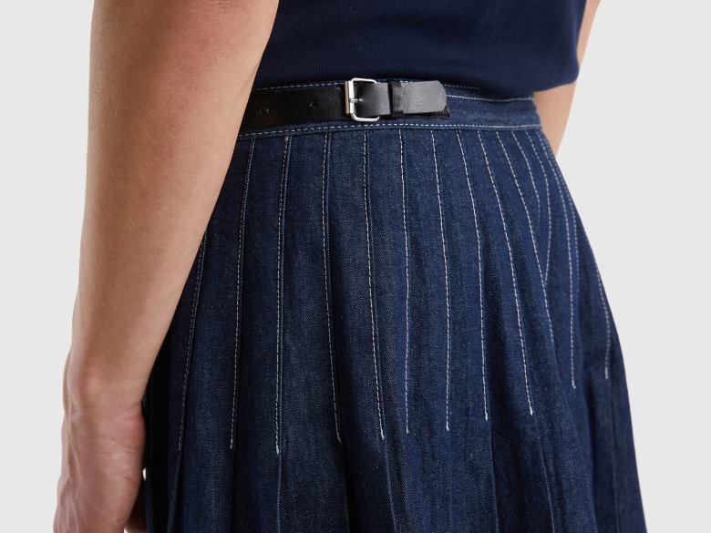 mulheres saia midi envolvente Benetton R8L4P1478 azul escuro