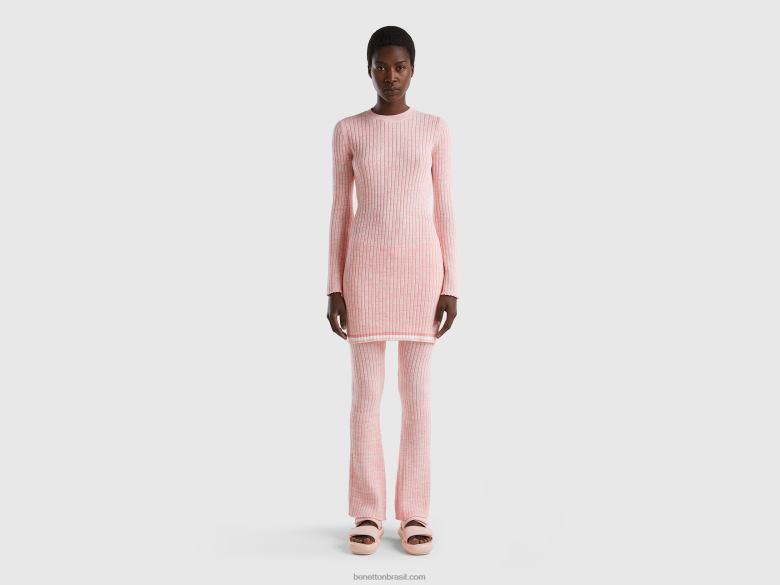 mulheres vestido de camisola rosa curto Benetton R8L4P4023 rosa