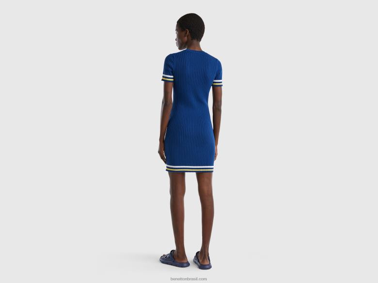 mulheres mini vestido azul Benetton R8L4P551 azul