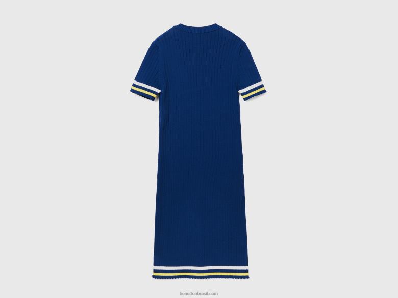 mulheres mini vestido azul Benetton R8L4P551 azul