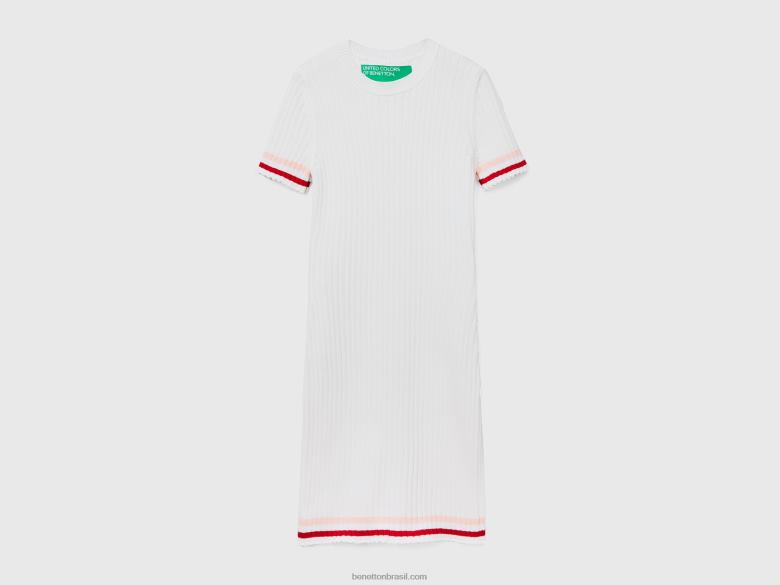 mulheres mini vestido branco creme Benetton R8L4P549 branco cremoso