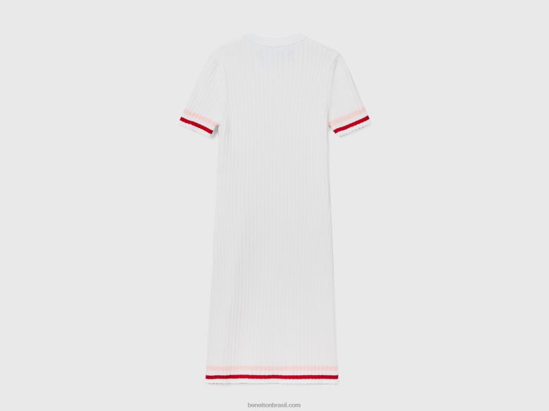 mulheres mini vestido branco creme Benetton R8L4P549 branco cremoso