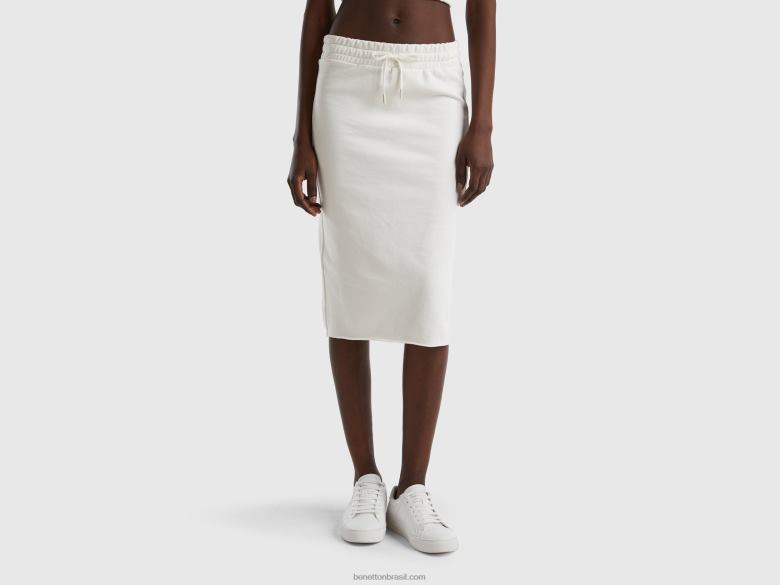 mulheres saia lápis suada Benetton R8L4P927 branco cremoso