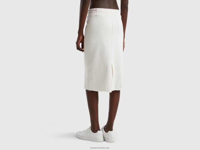 mulheres saia lápis suada Benetton R8L4P927 branco cremoso