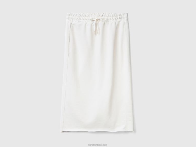 mulheres saia lápis suada Benetton R8L4P927 branco cremoso