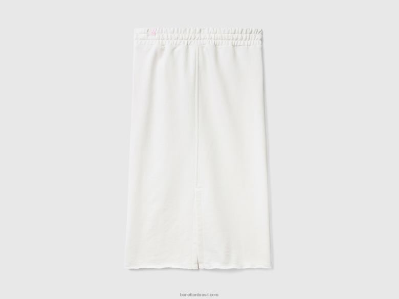 mulheres saia lápis suada Benetton R8L4P927 branco cremoso