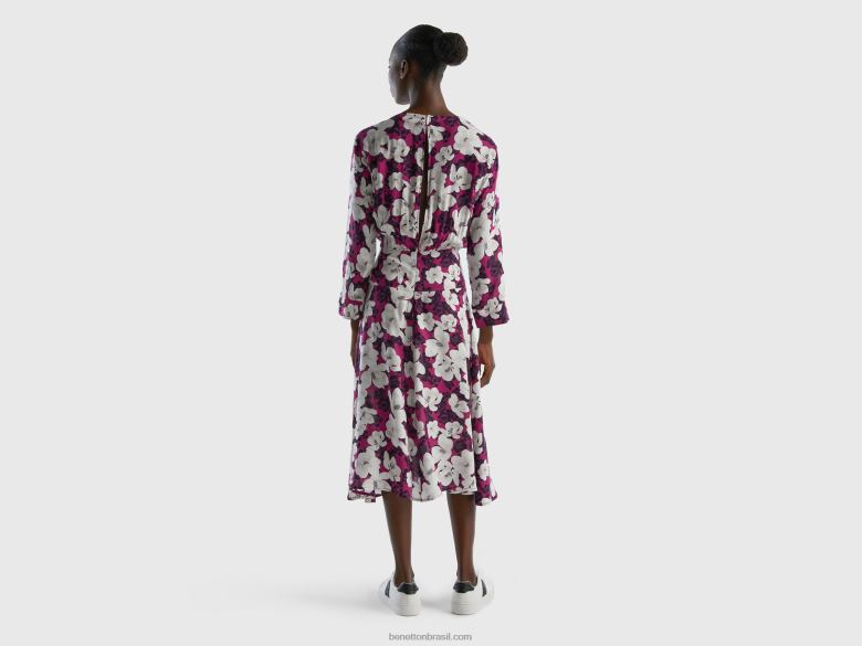 mulheres vestido floral esvoaçante Benetton R8L4P4030 vermelho