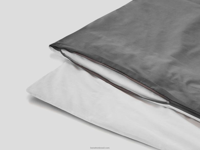 Capa de edredom reversível 210x230 cm e duas fronhas Benetton R8L4P5987 cinza