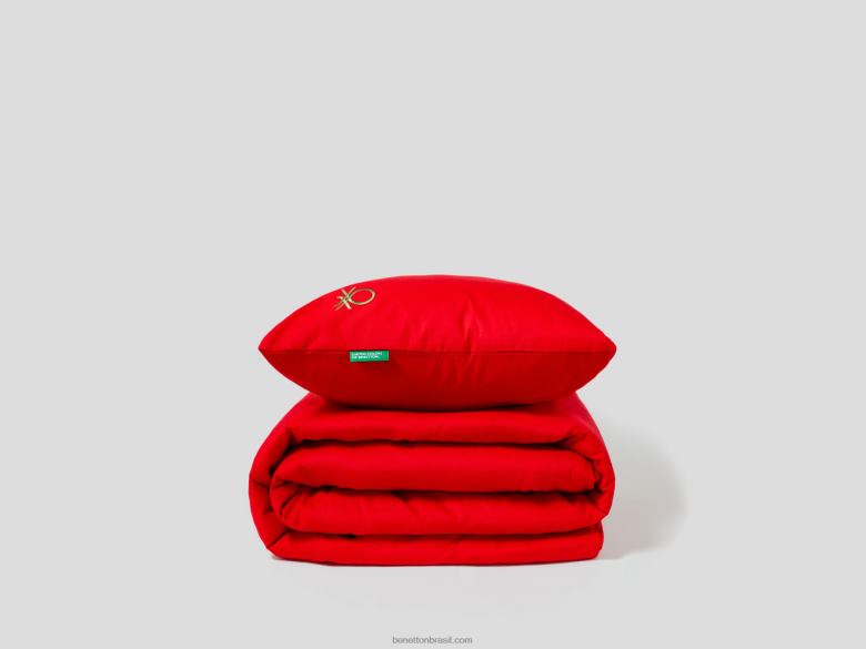 capa de edredom 155x210 cm e fronha Benetton R8L4P5977 vermelho