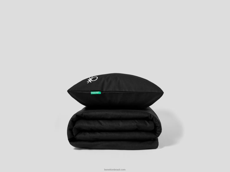 capa de edredom reversível 155x210 cm e fronha Benetton R8L4P5981 preto