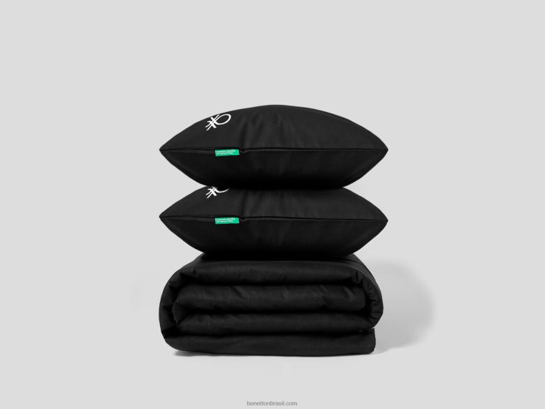 capa de edredom reversível 255x200 cm e duas fronhas Benetton R8L4P3332 preto