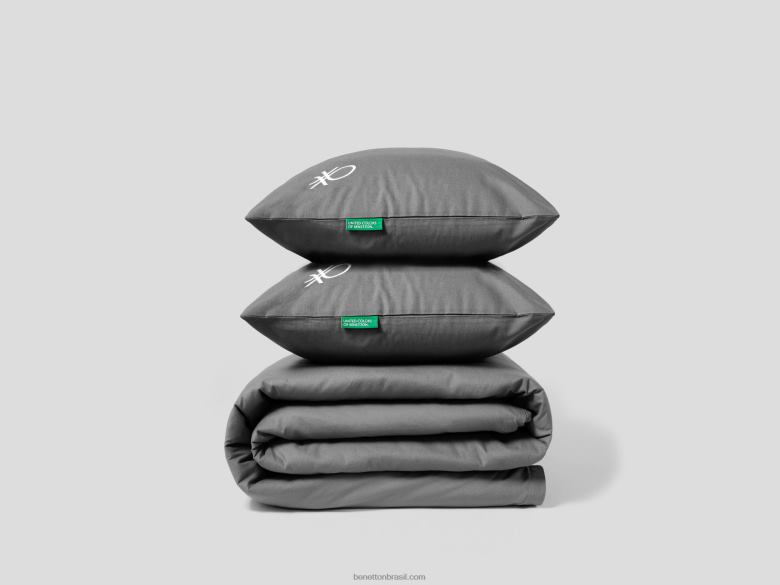 capa de edredom reversível 255x200 cm e duas fronhas Benetton R8L4P5973 cinza