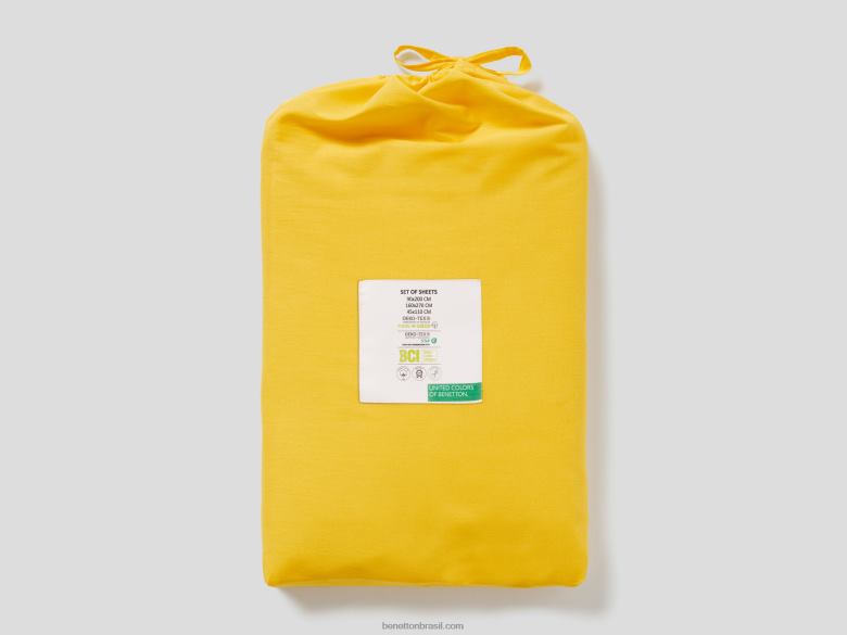 jogo de lençol 160x270 cm Benetton R8L4P3369 amarelo
