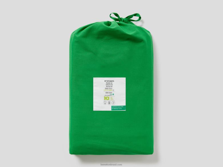jogo de lençol 160x270 cm Benetton R8L4P3371 verde