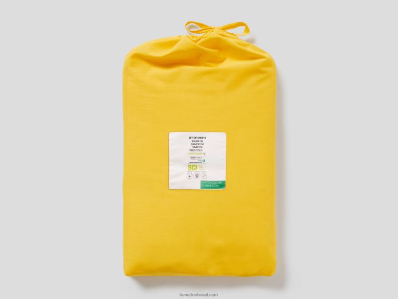 jogo de lençol 160x290 cm Benetton R8L4P3367 amarelo
