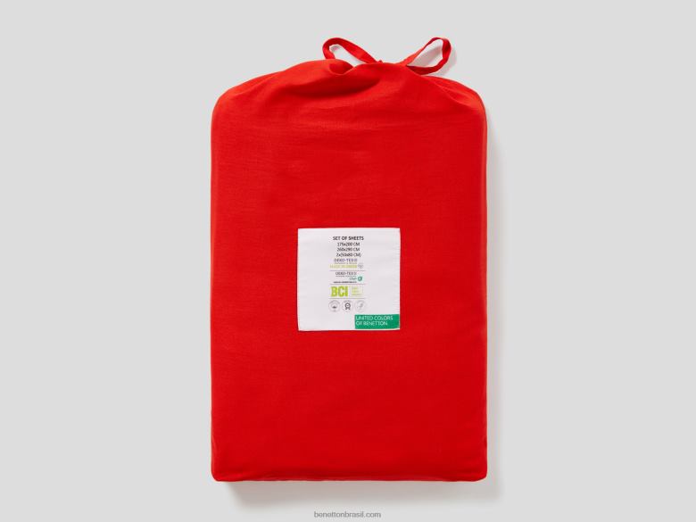 jogo de lençol 260x290 cm Benetton R8L4P6001 vermelho