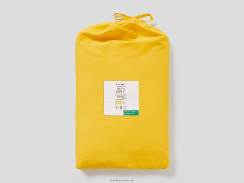 jogo de lençol 260x290 cm Benetton R8L4P6002 amarelo