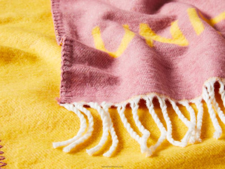 manta desfiada com logotipo Benetton R8L4P6018 rosa