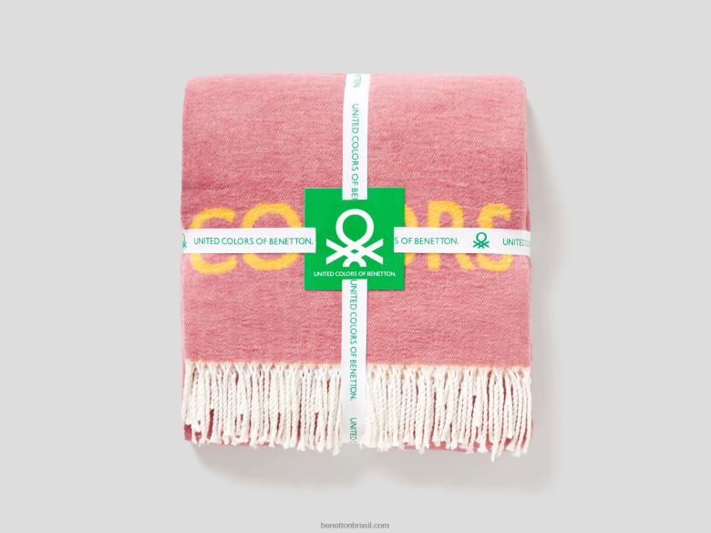 manta desfiada com logotipo Benetton R8L4P6018 rosa